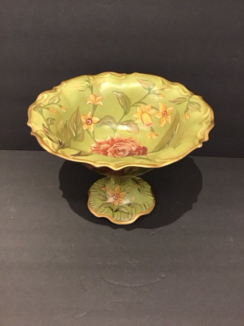 Raymond Waite Green Metal Pedestal Bowl