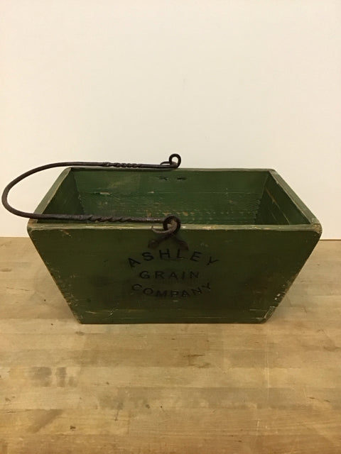 Green Wood Grain Bucket w/Handle