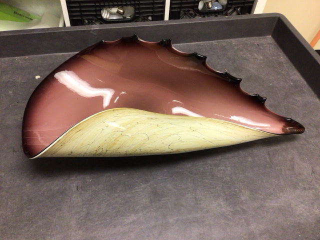 AS-IS 23" Art Glass Shell Bowl(Tip Touched Up)