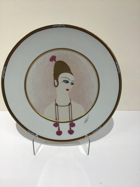 12"Rd Erte "Carnations" Porcelain Platter