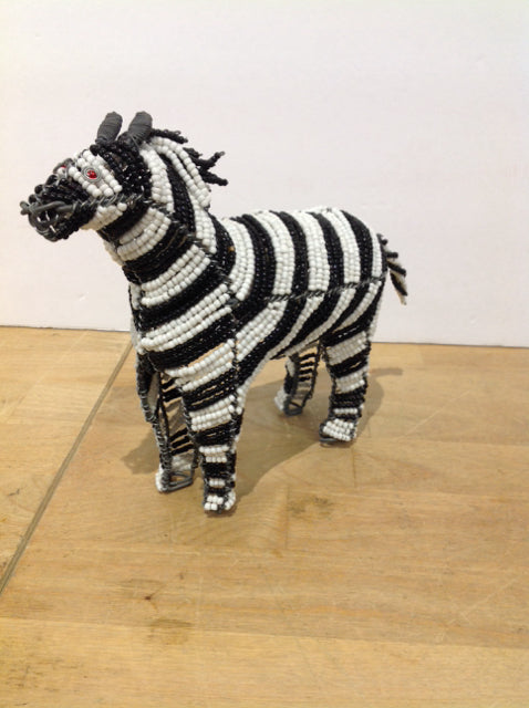7" Black/White Beaded African Zebra