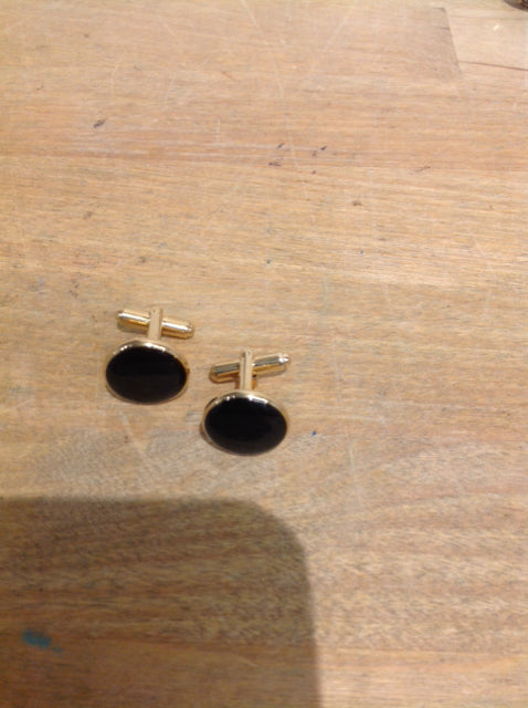Men's- Black & Gold Cuff Links