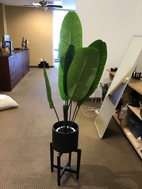 Faux Fern in Black Planter w/Stand