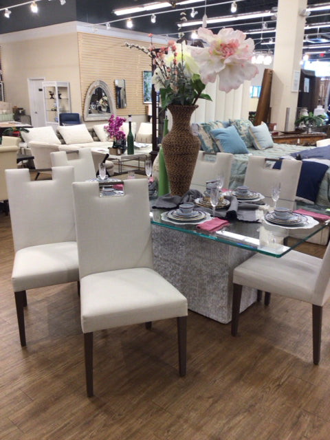 6 Adriana Hoyos Cream Dining Chairs