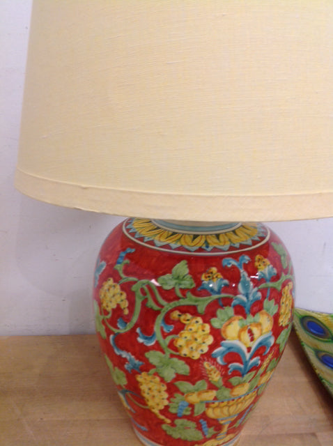 27" Italy Painted Ceramic Fruit Lamp