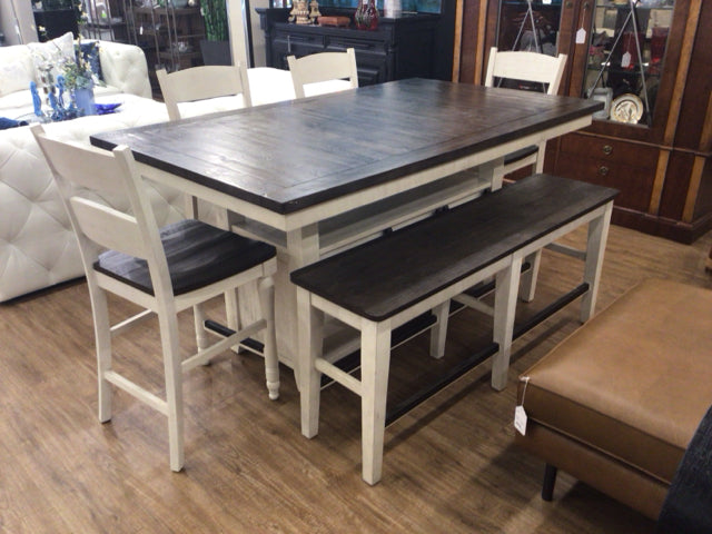 72" X 42" X 36"RTG Kenbridge White 5 Pc Counter Height Dining Table W/4 Chairs/B