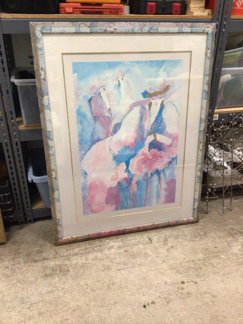 38 1/4" X 49" Multi Color Framed Woman Print