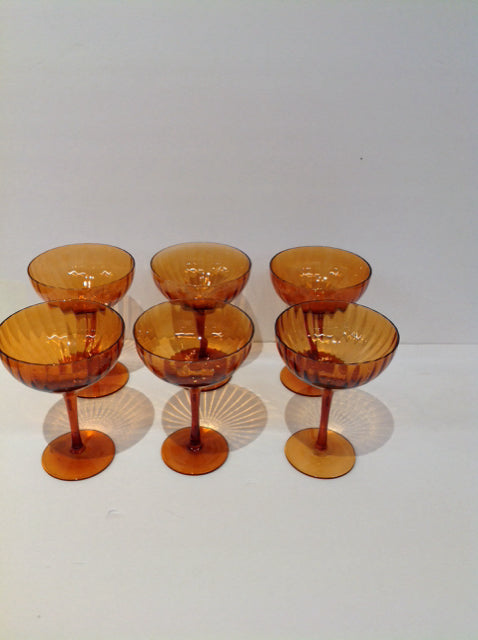 Set/6 Amber Optic Coupe Glasses