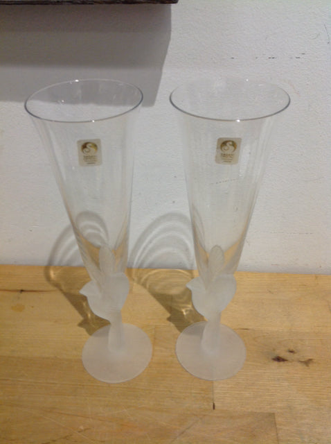 Set Of 2 Saski Crystal Champagne Flutes
