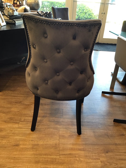 Grey Upholstered Nailhead Tufted Accent Chair