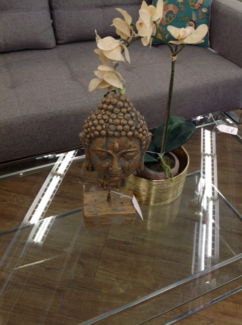 15" Stone Gold Buddha Head