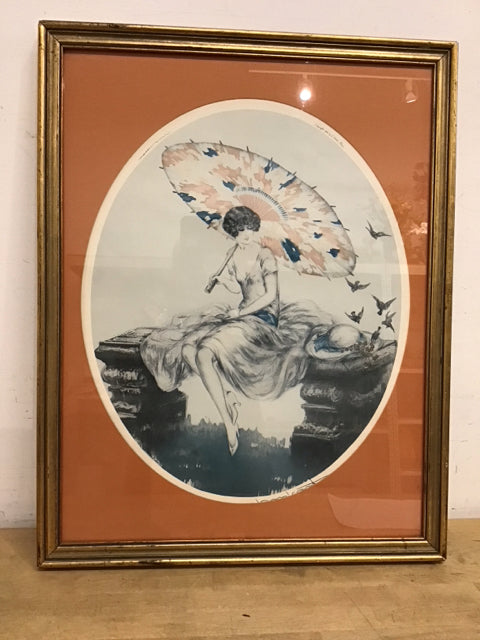 28.5"x22" "Parasol" Signed By Louis Icart