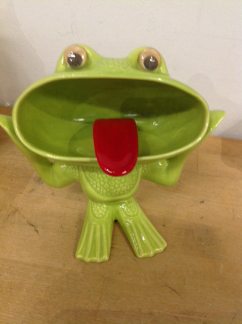 7" Green Ceramic Frog