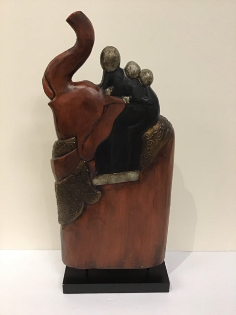 21" Carved Wood Elephant w/Passengers