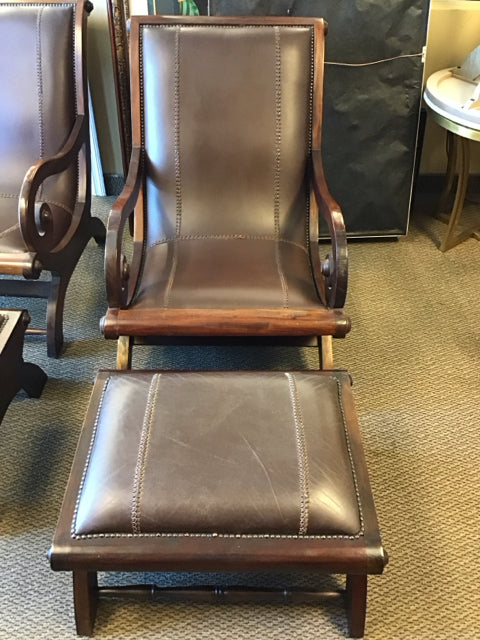 Compeche Leather Lounge Chair w/Ottoman