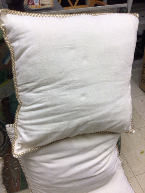 Cream Fabric W/Gold Stitched Edge Pillow