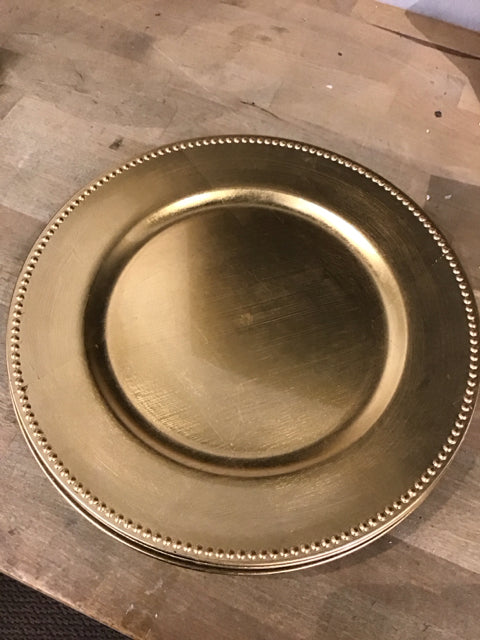 Set Of 8 Gold Beaded Chargers