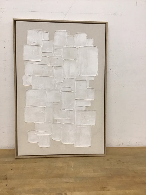 36.5x25 Floating Frame White Mixed Media Abstract Print