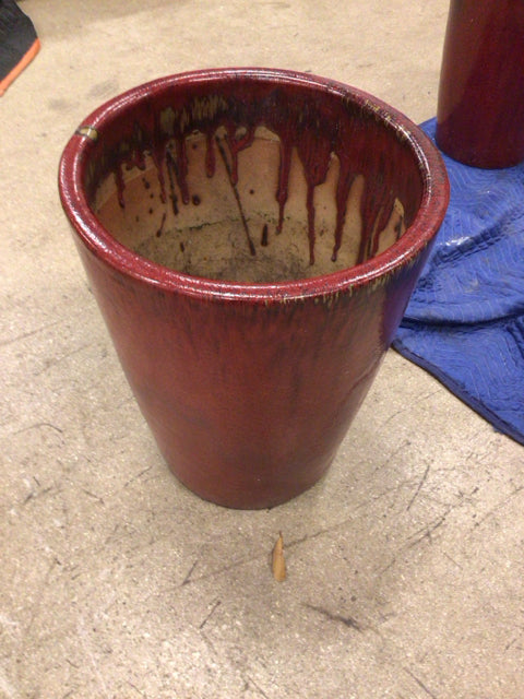 22 1/2" Red Ceramic Drip Glaze Planter