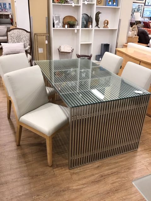 4 Cream Leather Carlos Perazzi Dining chairs