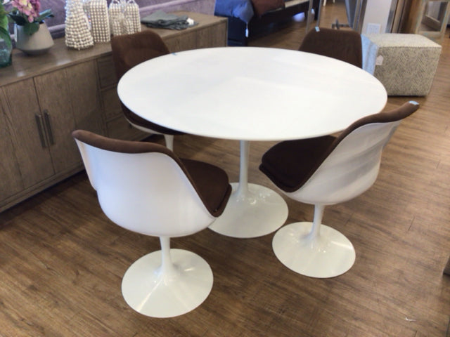 Set Of 4 Knoll Fully Upholstered Tulip Dining Chairs