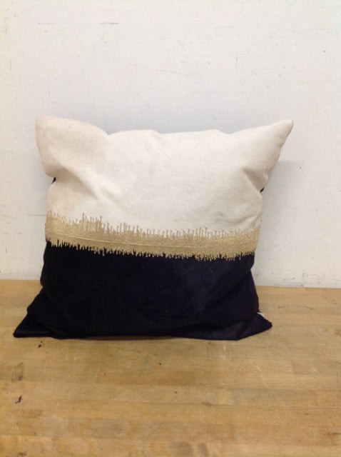 Black/Tan Pillow w/Gold Stripe