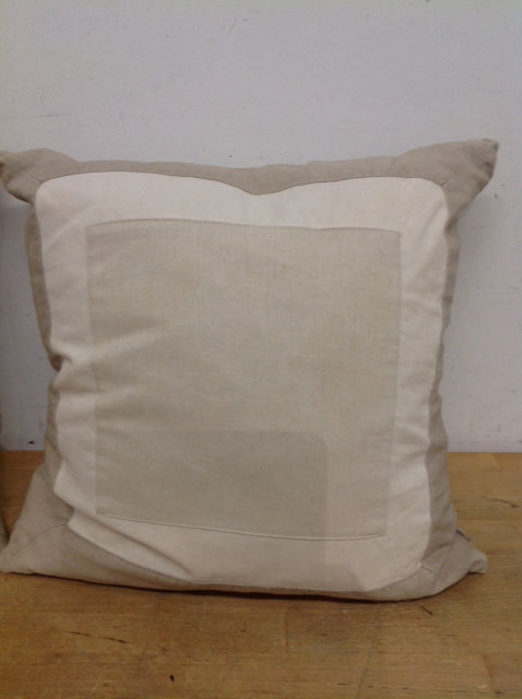 Pillow- 18" Tan & White Linen