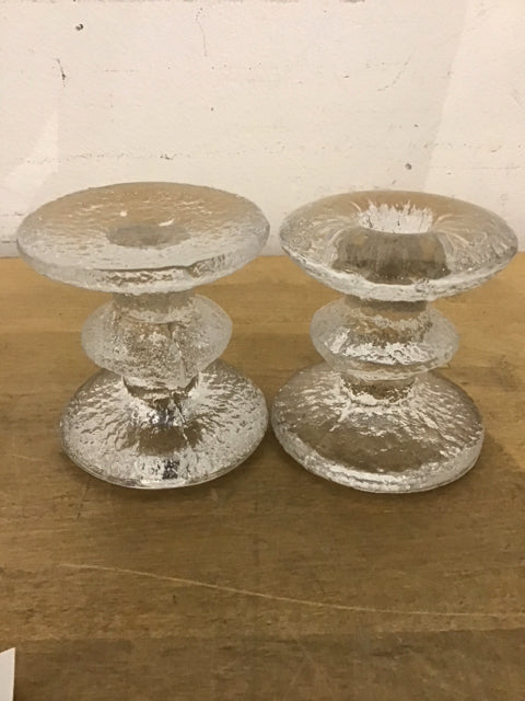 Pair Of Glass Candle Holders