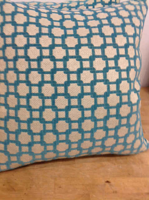 Pillow- 18" Aqua & Silver Print