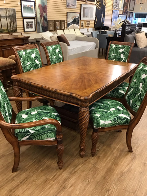 Dining Table & 6 Ladder Back Chairs W Leaves & Pads