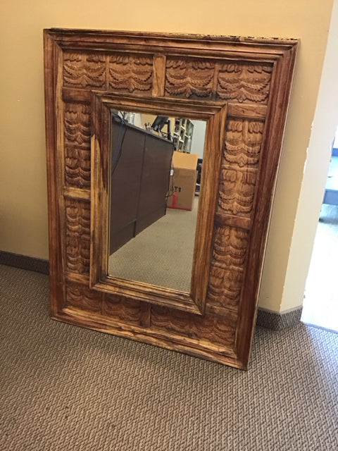 35x47 Hand Carved Teak Wood Framed Mirror