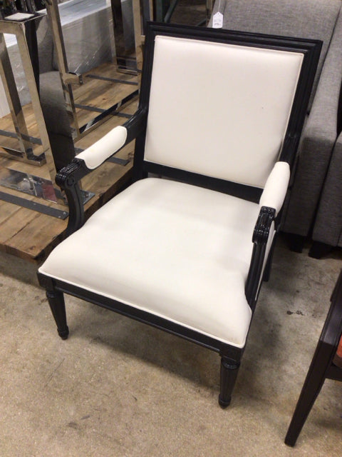 Williams & Sanoma Dark Wood & White Fabric Arm Chair