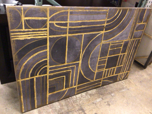 60x40 Charcoal/Gold Canvas Art