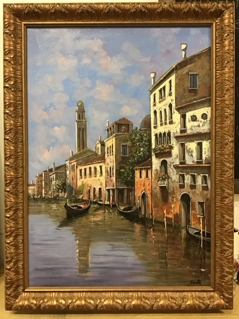 32"x25" A Canal In Rio Santa Barada Venice Art