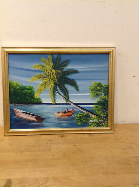14"x17.5" Framed Vintage Beach Paradise I S/N