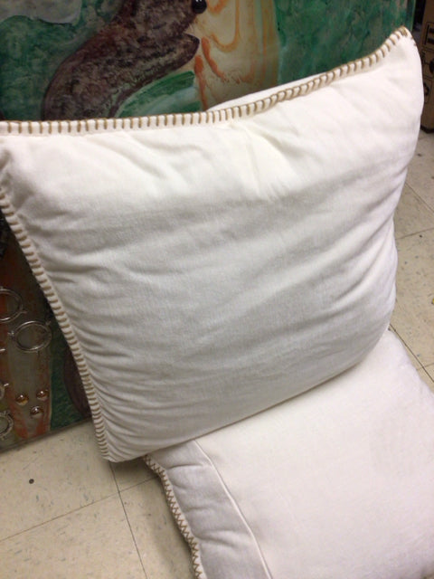 Cream Fabric W/Gold Stitched Edge Pillow