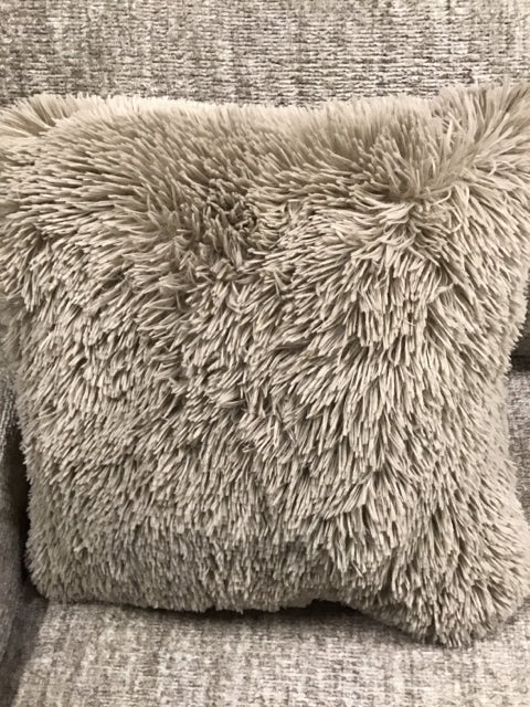 18" Gray Shag Pillow