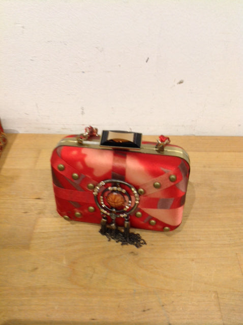 Women's - Red Beaded Satin Purse