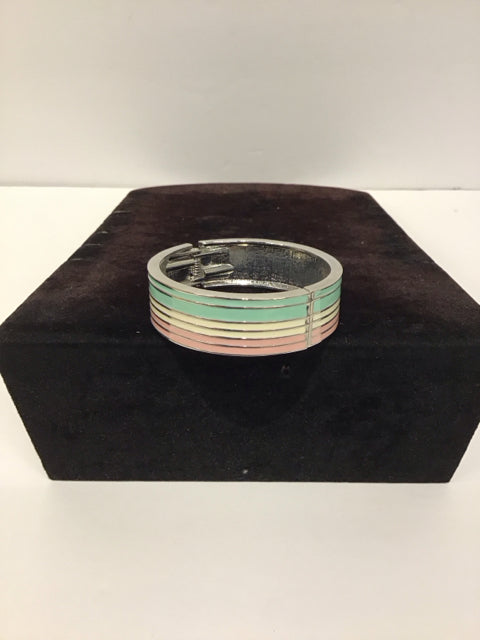 Red/Tan Green Enamel Cuff Bracelet