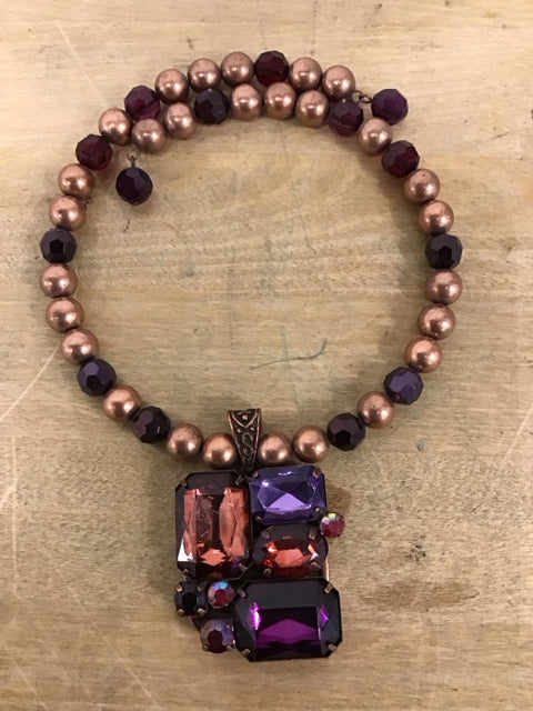 Multi Color Beaded & Glass Stone Necklace