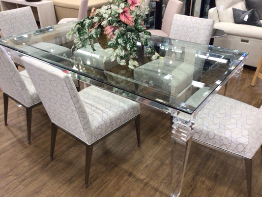 84" X 44" X 30" Robb & Stucky Acrylic Base Glass Top Dining Table