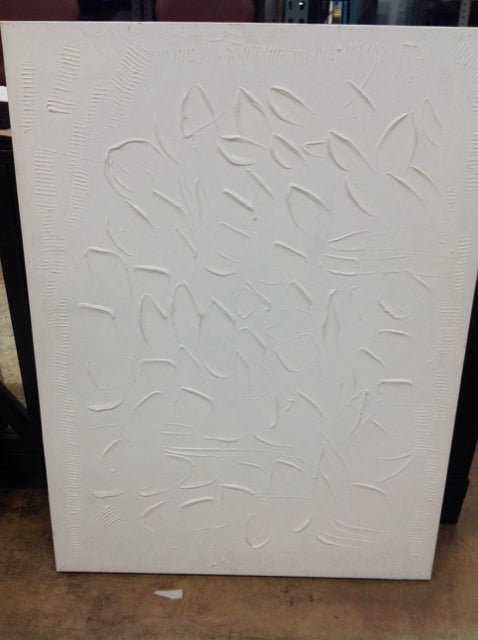 40"x30"  White Textured Abstract Art