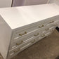 16" X 59" AS-IS White Six Drawer Dresser W/Gold Handles
