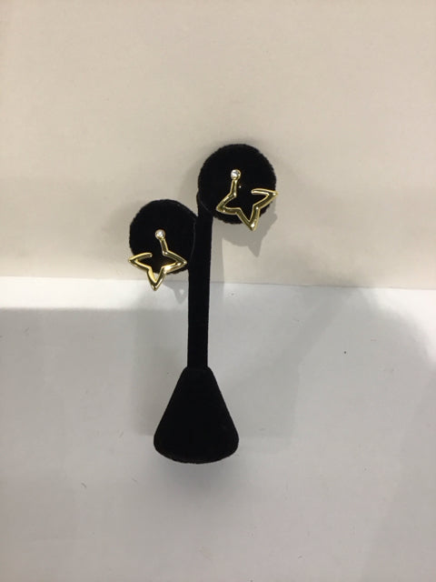Louis Vuitton Style Gold Earrings w/Crystal Accents