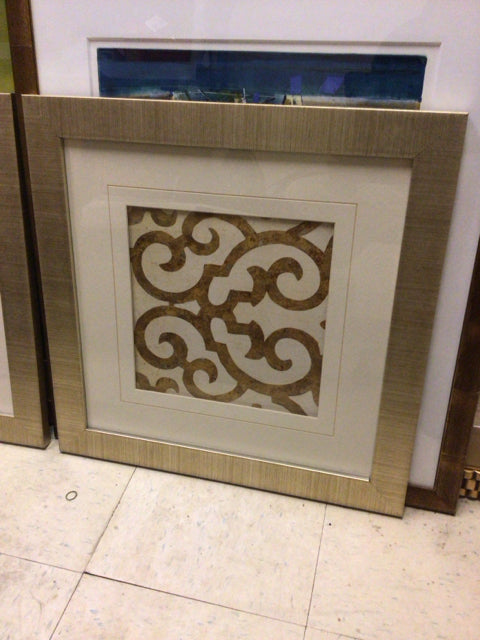 21 1/2" Square Gold Framed Saw Tooth Print