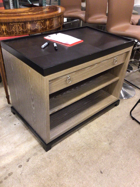 Two Shelf One Drawer Wood End Table
