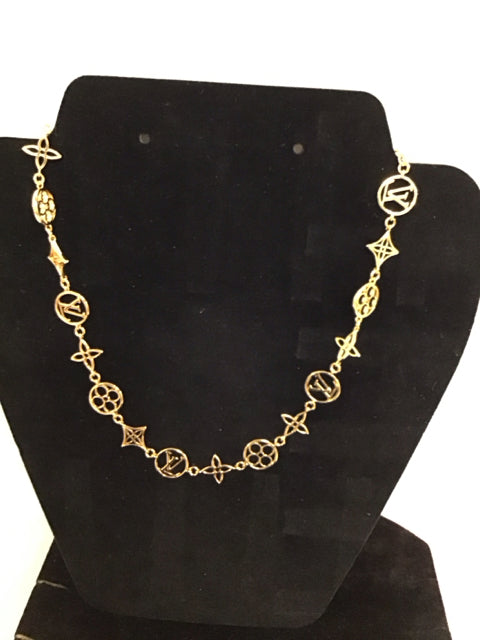 LV Style Pale Gold Charm Like Necklace