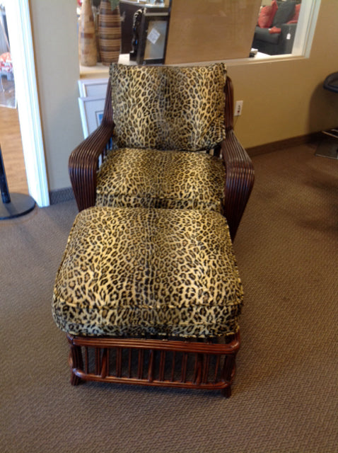 Bernhardt Rattan Chair w/Ottoman