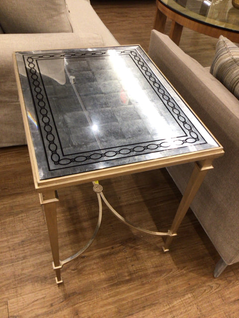 AS-IS Gold Mirrored Top End Table