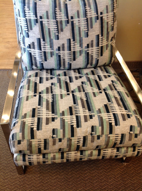 Chair- Haverty's Chrome Blue & Grey Print